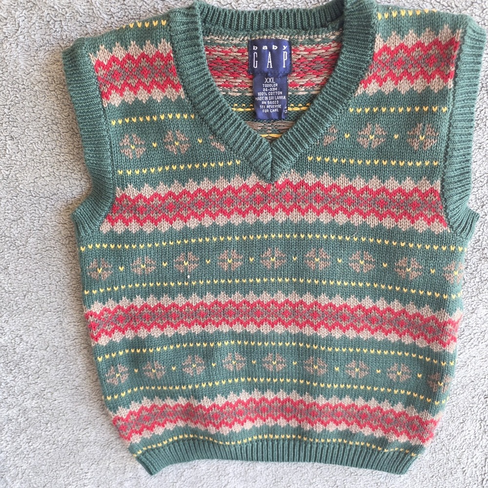 Vintage Kids Baby Gap Sweater Vest 100% Cotton XXL Toddler 24-33 Mos